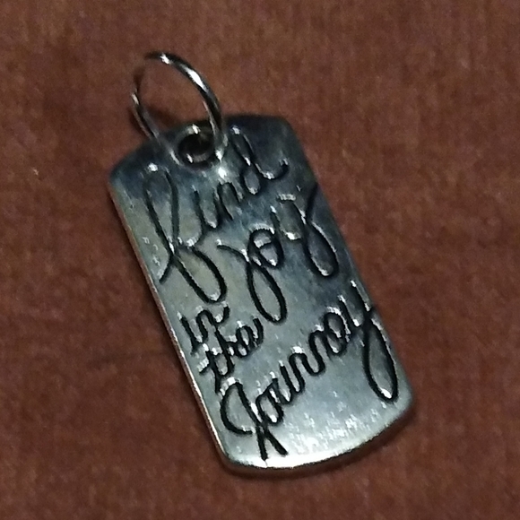 Silver Mini Dog Tag Shaped Joy Charm Necklace Bracelet Inspiration Word Pendant - Picture 4 of 6